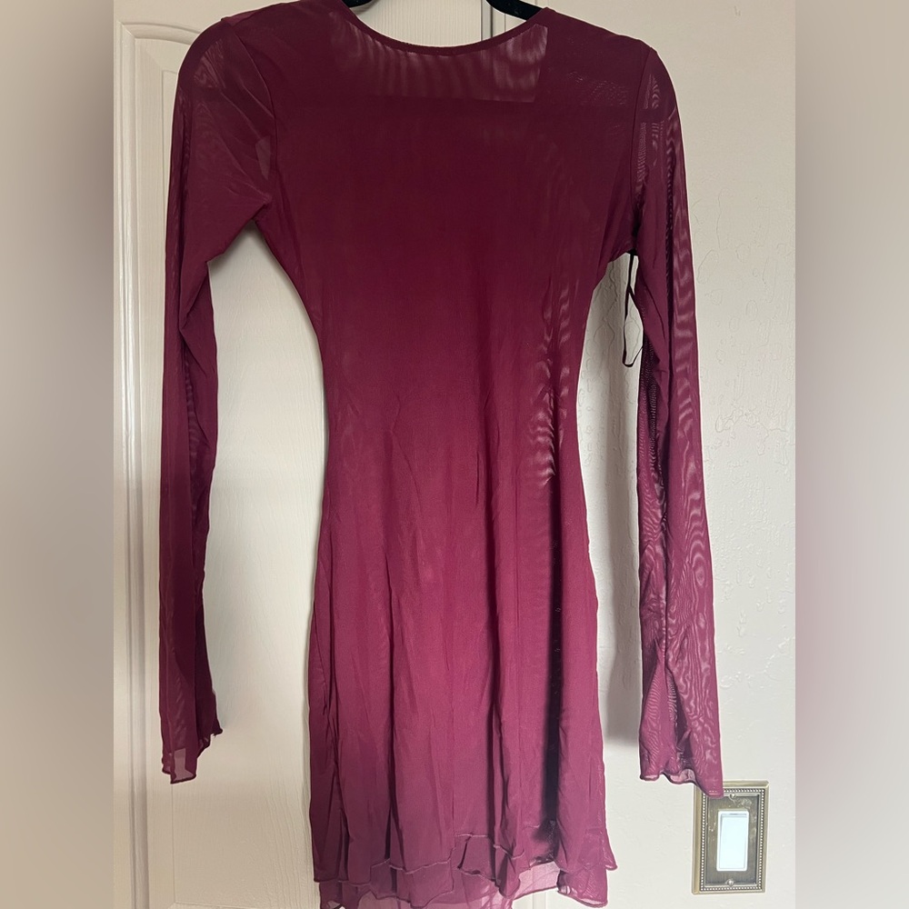 Edikted Deep Red Long Sleeve Dress